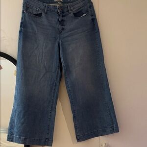 Warp + Weft Mid-Rise Wide-Leg Crop Jeans in Faded Blue